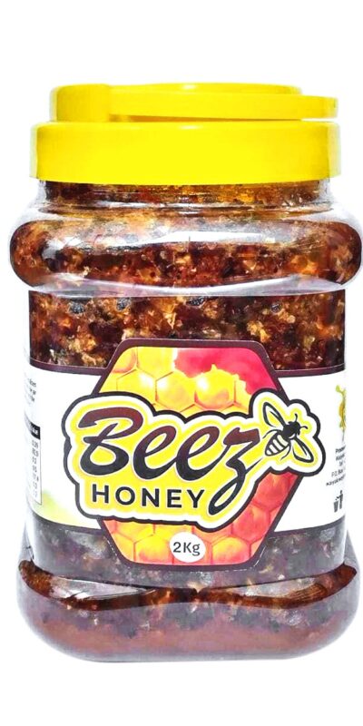 beez honey 2kg crude honey in a plastic jar